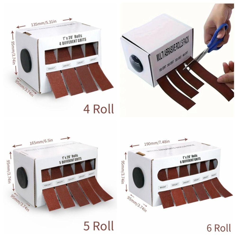 4/5/6 rolls with Dispenser Cloth Rolls Metal Emery Cloth Alumina Sandpaper Wall Surfaces