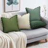 1pcs Cotton Embroidered Pillowcase with Wave Ruffle Trim Solid Bohemian Cushion Cover for Sofa Only Pillowcase