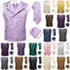 Men's Dress Vest Necktie Hanky Set Silk Suit Waistcoat Tuxedo Sleeveless Shirt
