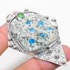 Natural K2 Blue Azurite, Peridot Gemstone 925 Sterling Silver Pendant 2.96" Z0a61