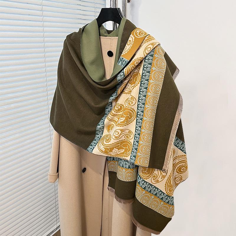 Autumn And Winter Bean Plant Germ Warm Tenderness Retro Style Women Warm Scarf Air Conditioner Shawl Scarf