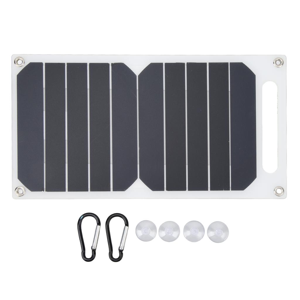 Solar Panel 10W Monocrystalline Silicon IP65 Waterproof Slim Portable Solar Panel Charger with Carabiner Suction Cup