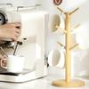 6 Hooks Coffee Cup Holder Wooden Coffee Mug Rack New Mug Holder Tree Countertop Decor