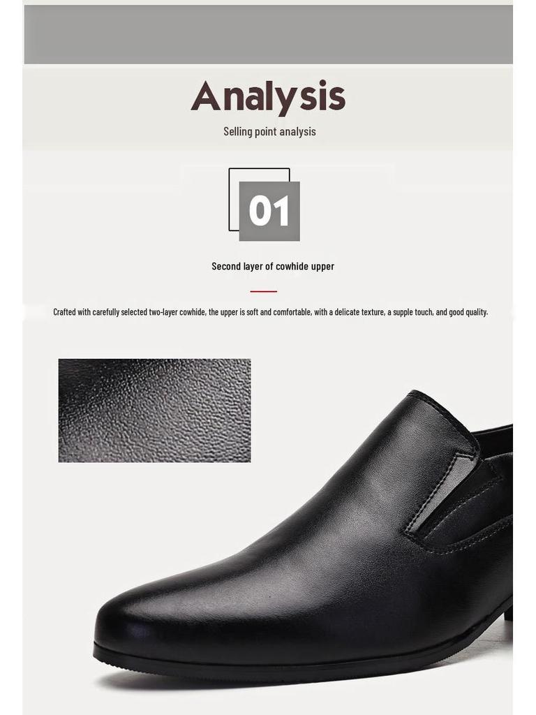 Мужские кожаные туфли на высоком каблуке - варианты высоты 6 см и 8 см, натуральная кожа, модный остроносый дизайн