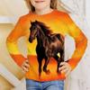 Girl Clothes Girl T-Shirt Long Sleeve 3D Horse Kids Autumn Clothes Stylish Casual Children Tops Round Neck Child Boy Clothing