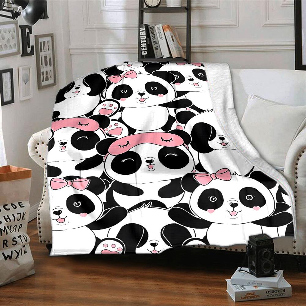 1pc Panda, Cute Blanket Warm, Cozy, And Soft, Suitable for Sofas, Beds, Cars, And Office Use.Perfect for Camping And Travel, Making It a Great Gift fo