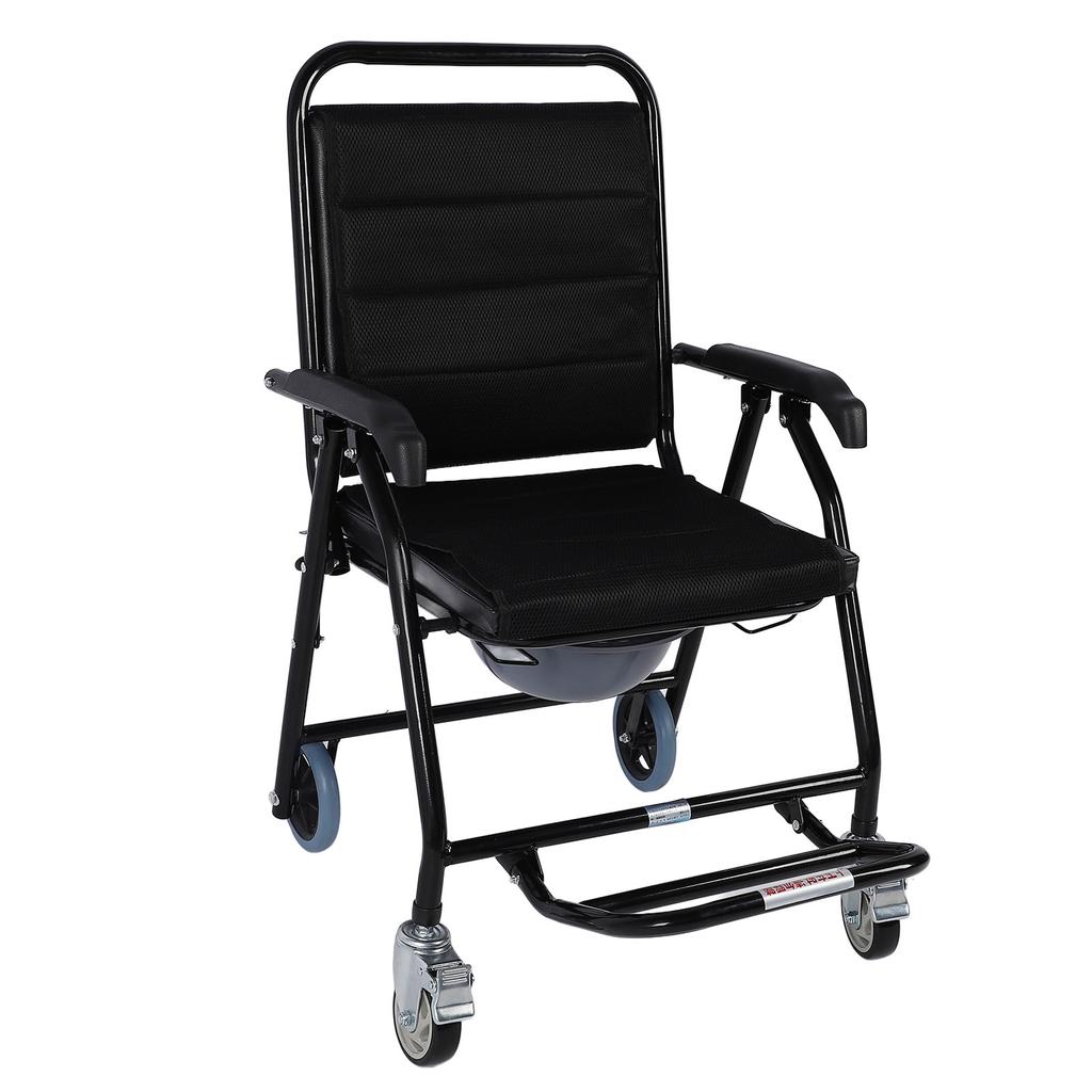 Стул-туалет с колесами, утолщенная подушка, складной стул-туалет с ведром для пожилых людей дома