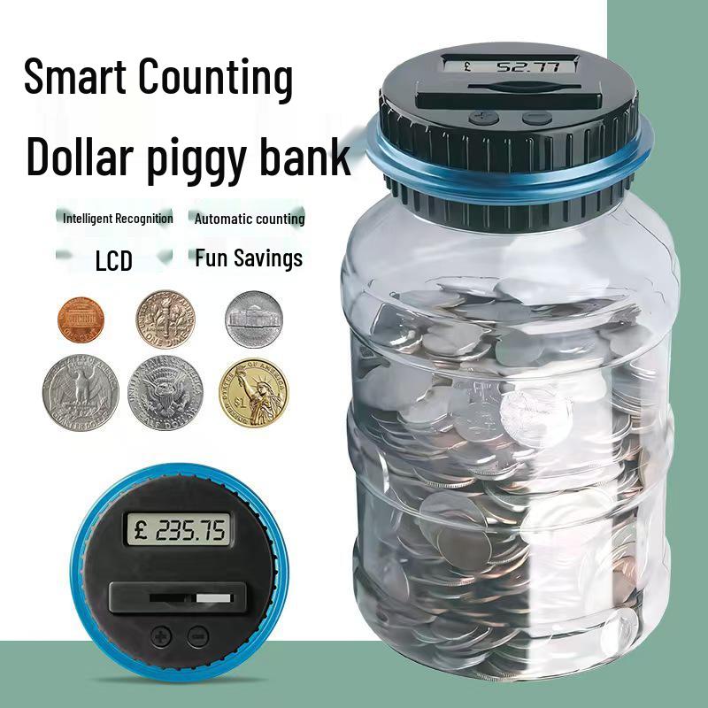 Smart Cross-Border Piggy Bank Toy with 1.8L Capacity for Counting Euros, Pounds, and Dollars