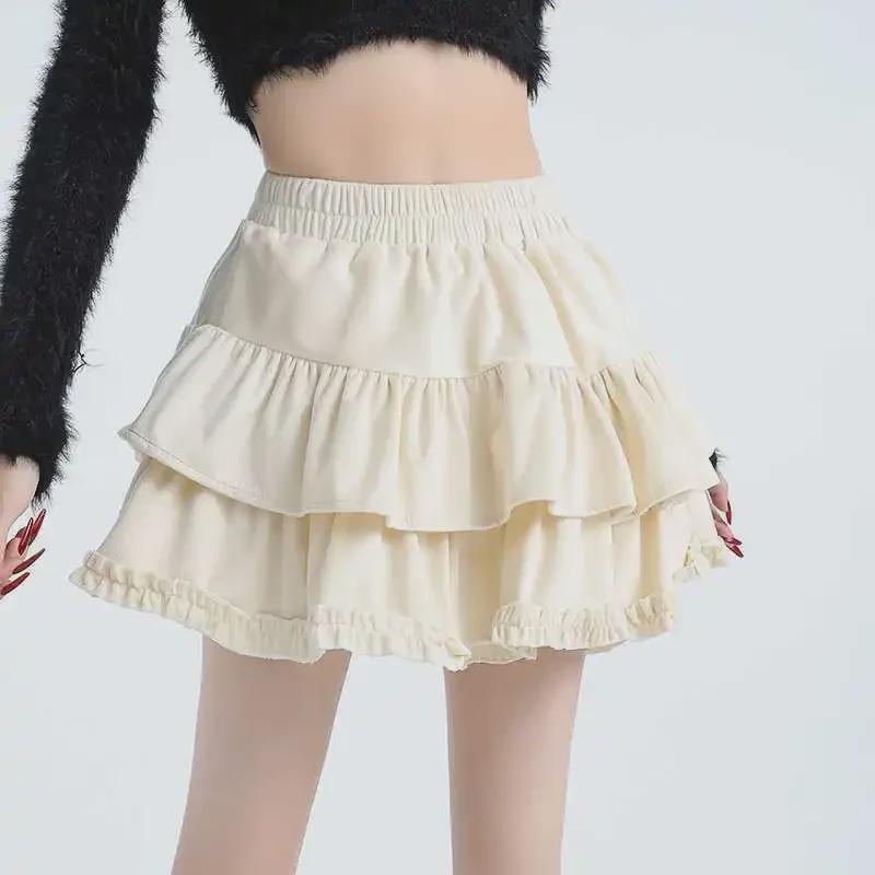 Юбка А-силуэта из бархата в балетном стиле с завышенной талией и оборкой по низу для женщин