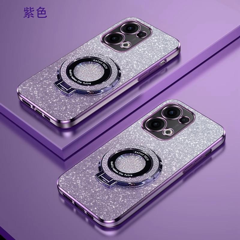 Блестящее покрытие Магнитный держатель Чехол для телефона Для OPPO Reno 13 Pro 13F 5G Силиконовая крышка