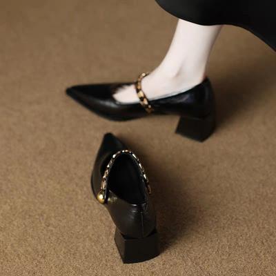 Женская универсальная модная обувь-лодочки на высоком каблуке 2025 Новая остроносая французская красивая юбка Мэри темперамент