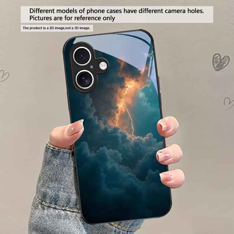 Горячий оранжево-золотой цвет Для iPhone 17 Air 16 E 15 Plus 14 Pro Max 13 12 mini 11 5 6 7 8 Plus XR XS Max SE Черный стеклянный чехол для телефона