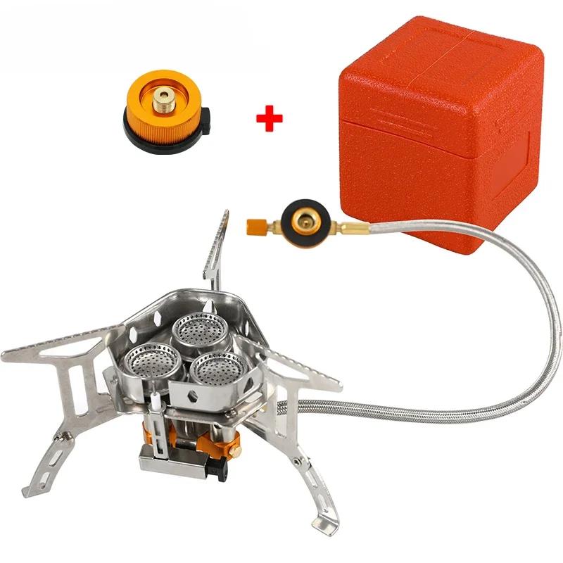 Мини-кемпинговая ветрозащитная плита 5800 Вт, портативная уличная газовая плита, складная горелка, походное оборудование, оборудование для пикника и барбекю