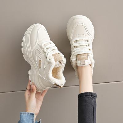 Женская модная спортивная обувь на платформе, женские зимние плюшевые массивные кроссовки