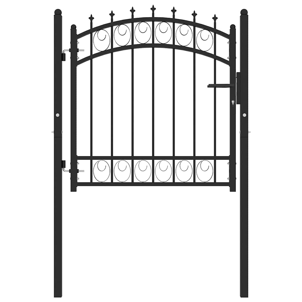 EMMEN Fence Gate with Spikes Steel 103 x 97 cm Black