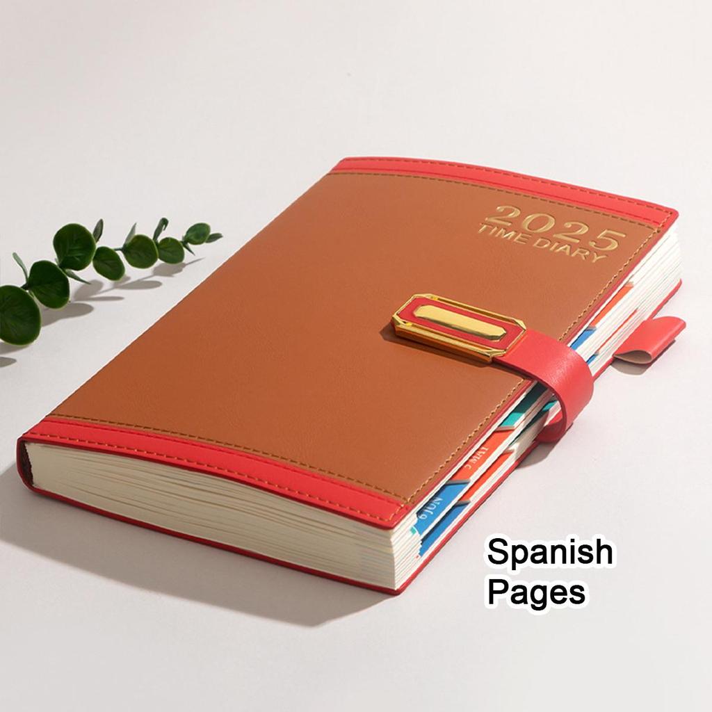 Кожаная книга учета рабочего расписания на 2025 год формата А5, страницы на английском/испанском/французском языках, ежедневник для студентов, блокнот, памятка