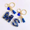 Синий 26 Инициалов Алфавит от A до Z Буква Брелок Брелоки с Кисточкой в Форме Сердца Модный Подвесной Орнамент для Сумки Женские Ювелирные Изделия Подарки