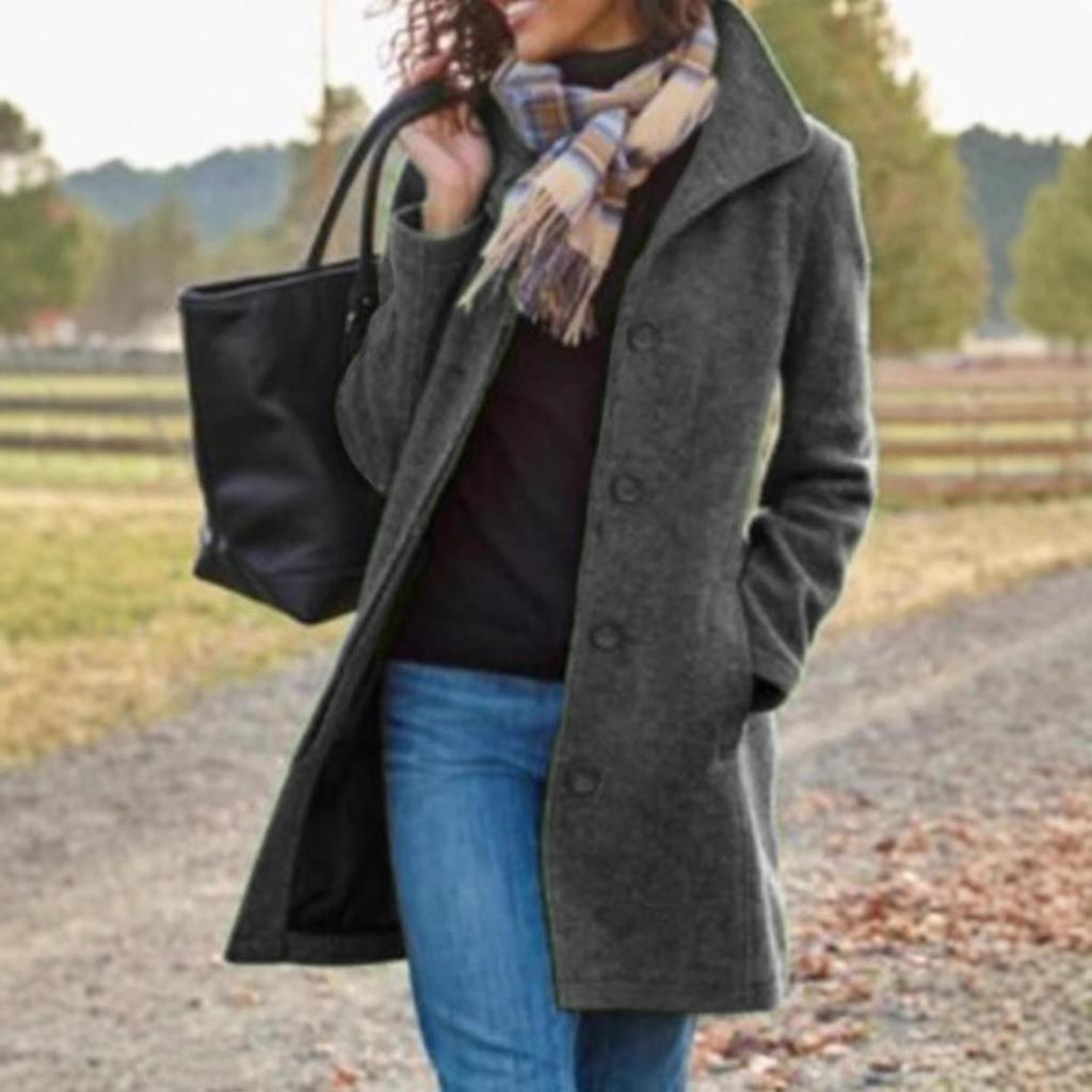 Осенне-зимнее утолщенное шерстяное женское пальто средней и длинной длины