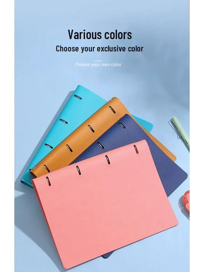A4 Removable 4-Hole Loose-Leaf Grid Notebook - Simple College Student Design