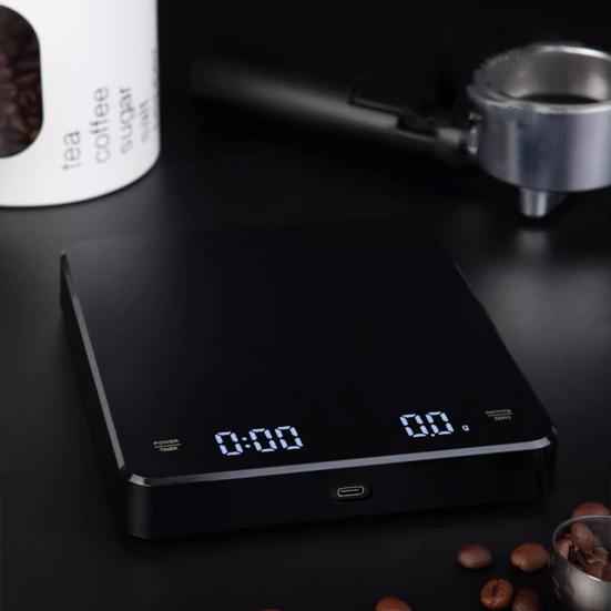 Цифровые кухонные весы с таймером, точные перезаряжаемые высокочувствительные сенсорные кнопки, кофейные весы для приготовления эспрессо