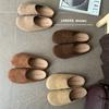 Autumn and Winter Thick-bottomed Row Wind Leather One Pedal Flat-bottomed Lazy Boken Bag Head Half Slippers
