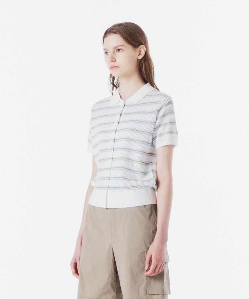 BROMPTON LONDON W Stripe Half Sleeve Knit - Cream (P262Wkt132)