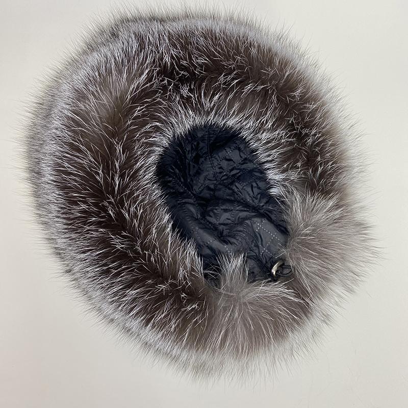 Women's Winter Real Fur Dome Hats Fluffy Natural Fox Rabbit Princess Hat