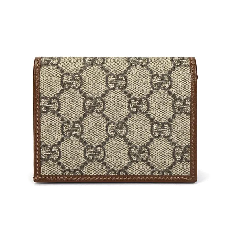 GUCCI Horsebit 1955 Canvas Leather Wallet , Card Holder Unisex Ebony / Brown (Unisex) Wallets