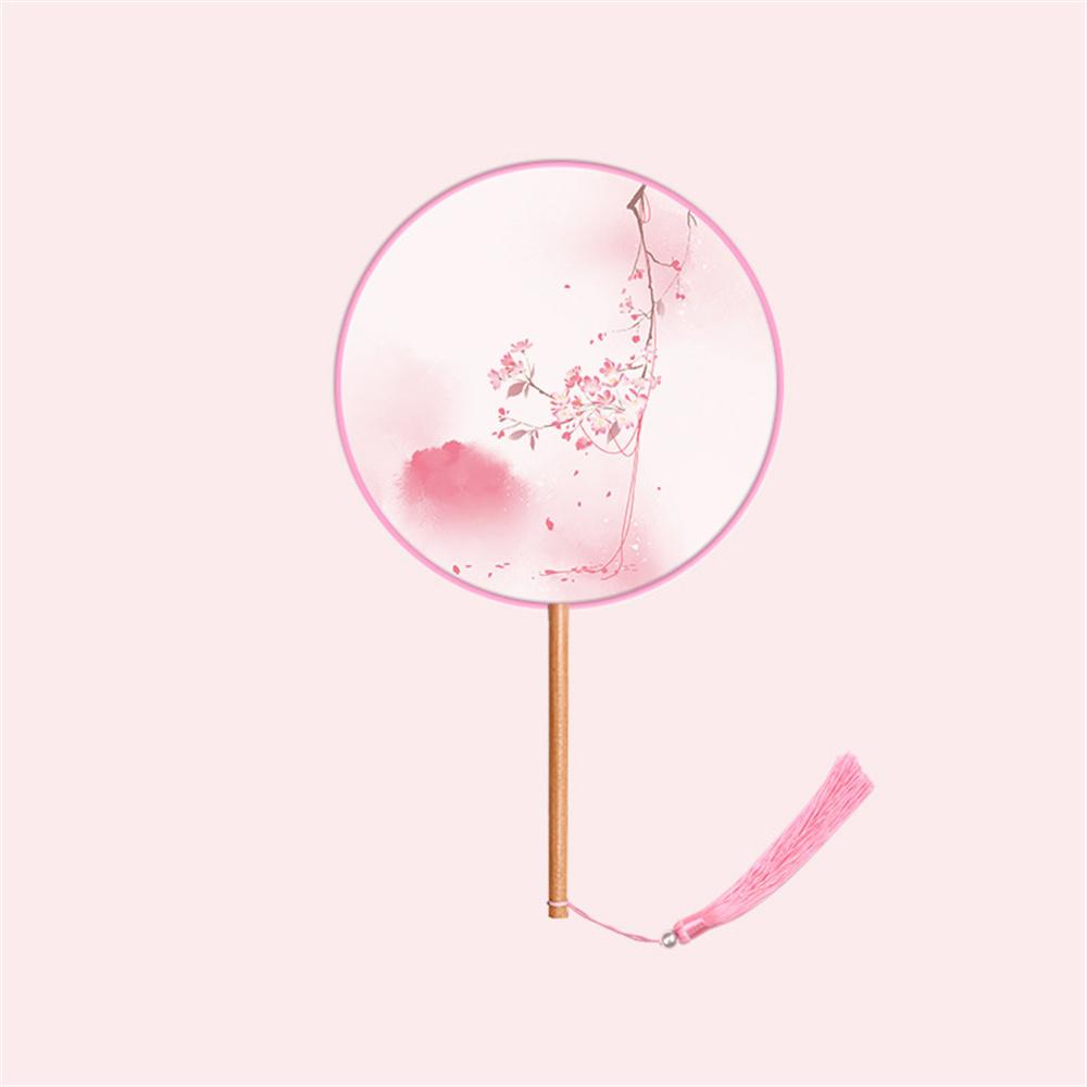 Китайский круглый веер для рук, винтажный печатный шелковый веер, старинный веер для танцев с кисточками, веер для рук, костюм «Чонсам» для свадебной вечеринки, аксессуары