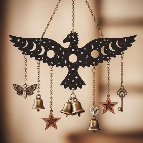 Exorcism Lucky Wind Chime Metal Bat Dragon Wind Bell Butterfly Eagle Wind Catcher Wall Window Hanging Ornament for Home Garden Patio Decoration