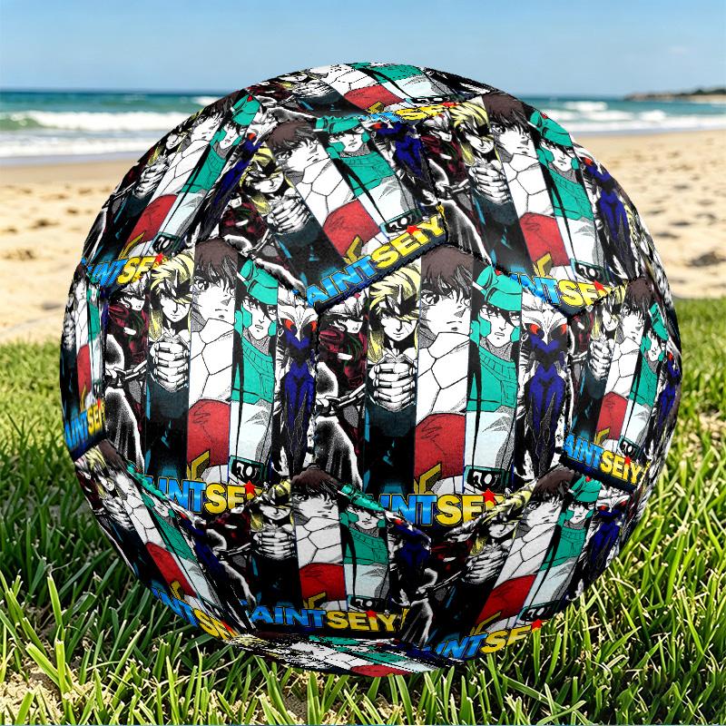 Saint Seiya Print Size 5 Soccer Ball, PU Wear Resistant Football for Match Training and Daily Practice, Birthday Gift for Soccer Fans
