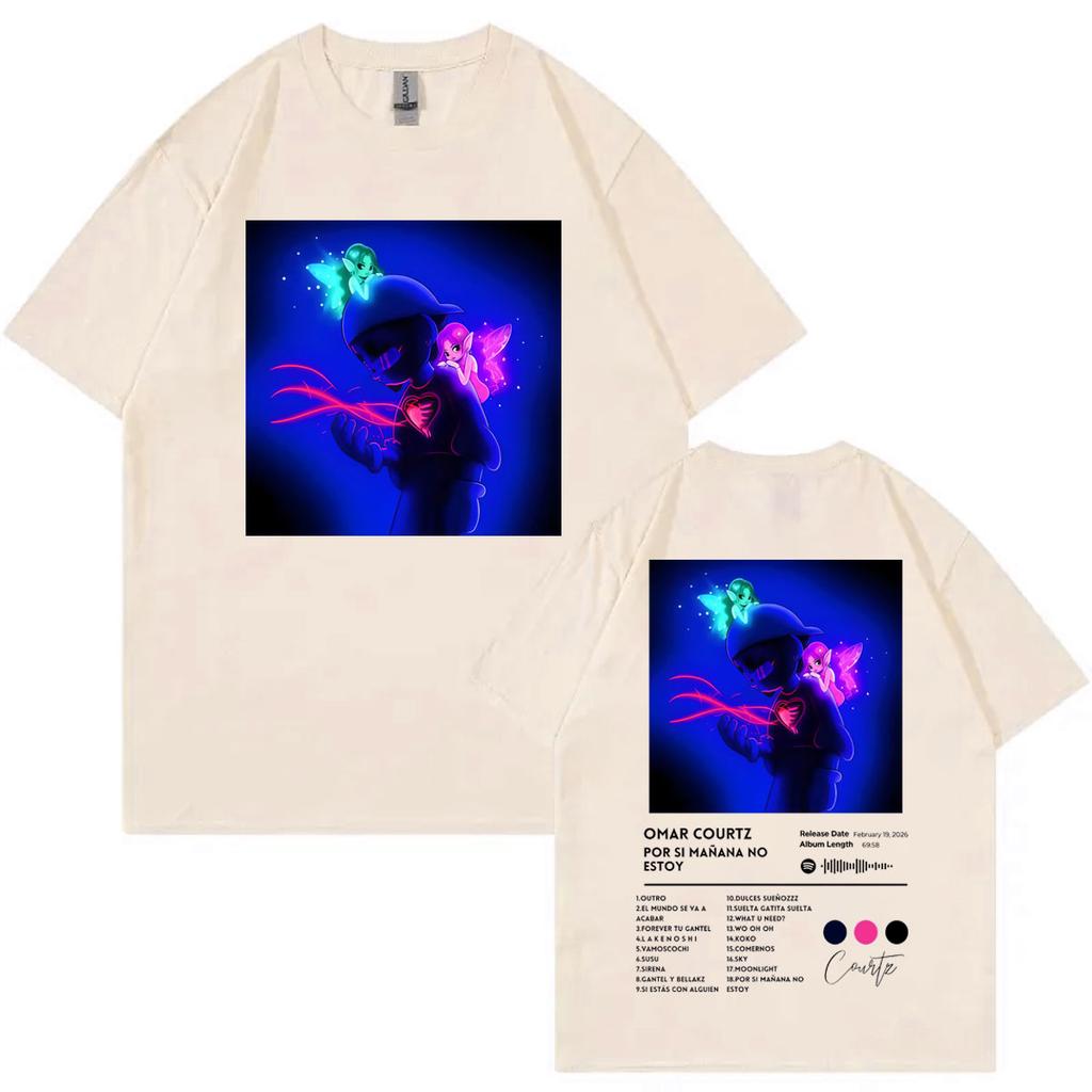 Singer Omar Courtz Double Sided Print Tshirt Por Si Mañana No Estoy Album Poster Graphic T Shirts Unisex Casual Cotton Tshirts