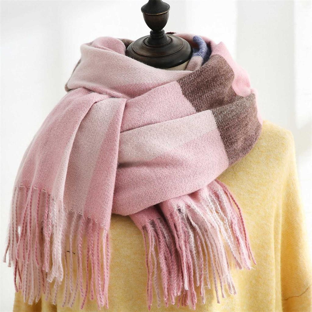 Women's Plaid Scarf Warm Thickening Trend Scarf Shawl Cape