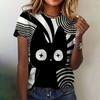 Женская футболка, корейская одежда, модная верхняя одежда с круглым вырезом и коротким рукавом с кошачьим принтом, летняя свободная одежда, женская элегантная футболка