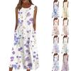 Women's Casual Printed Dresses Round Neck Basic Classic Outdoor Daily Sleeveless Loose Dresses