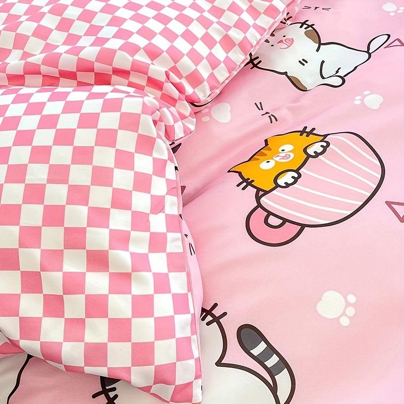 Fashion Cute Duvet Cover Set Kawaii Cat Print Bedding Set Soft Comfortable Duvet Cover For Bedroom Guest Room