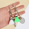 Mini Alloy Badminton Racket Keychain Pendant - Promotional Gift Toy