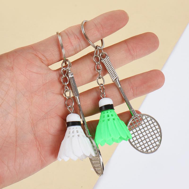 Mini Alloy Badminton Racket Keychain Pendant - Promotional Gift Toy