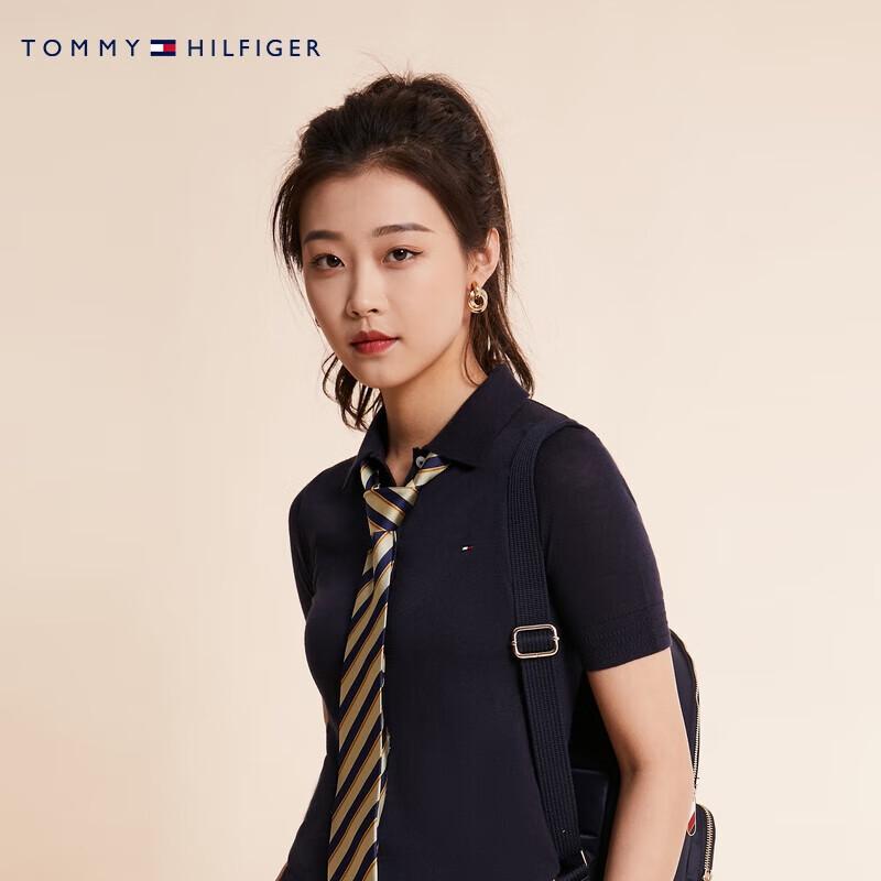 Tommy Hilfiger Женская поло трикотажная футболка с коротким рукавом в полоску из смеси лиоцелла