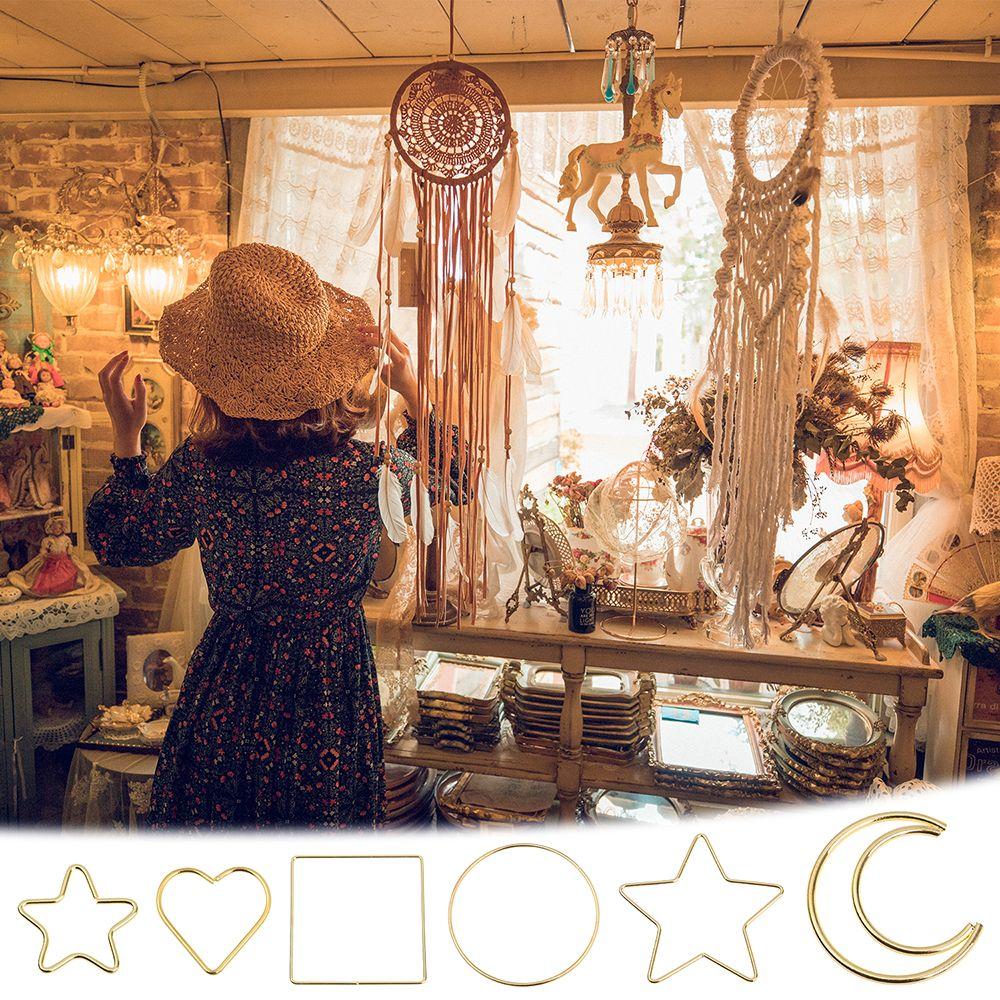 Crafts Moon Macrame Gold Hoop Dream Catcher Metal Hoops Rings Supplie