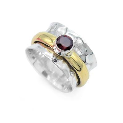 Кольцо с красным гранатом, Кольцо из серебра 925 пробы, Заявление, Дизайнерское кольцо, Женское кольцо, Кольцо в стиле бохо, Сплошное кольцо, Дизайнерское кольцо, Кольцо-спиннер