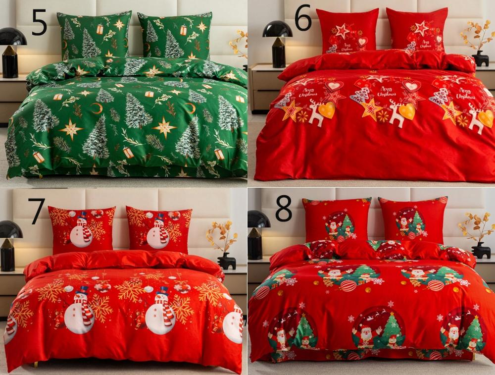 Christmas bedding set, cotton satin, 160x200 cm, pillowcases, Christmas tree, bubbles