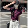 Pure Cotton High Waist Short T-shirt for Women's Summer New Round Neck Rasp-shoulder Top Short Sleeve Base Shirt