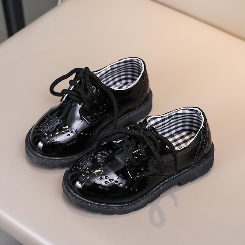 New children's leather shoes, student performance shoes, lace-up fashion girls' patent leather single shoes, children's shoes, boys' leather shoes
