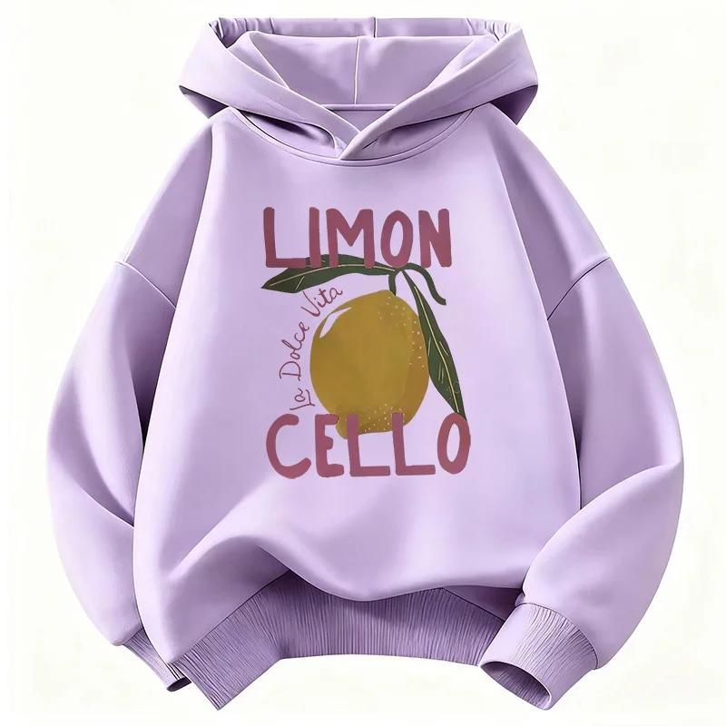 Sweat à capuche rétro Y2k pour enfants, motif citron imprimé, sweat-shirt pour garçons et filles, vêtements décontractés