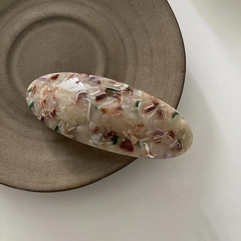 Корейская заколка для волос с уксусной кислотой, пружинная заколка для девочек, французская большая шпилька, головной убор, глянцевая эллиптическая дуга, шпилька, аксессуары для волос