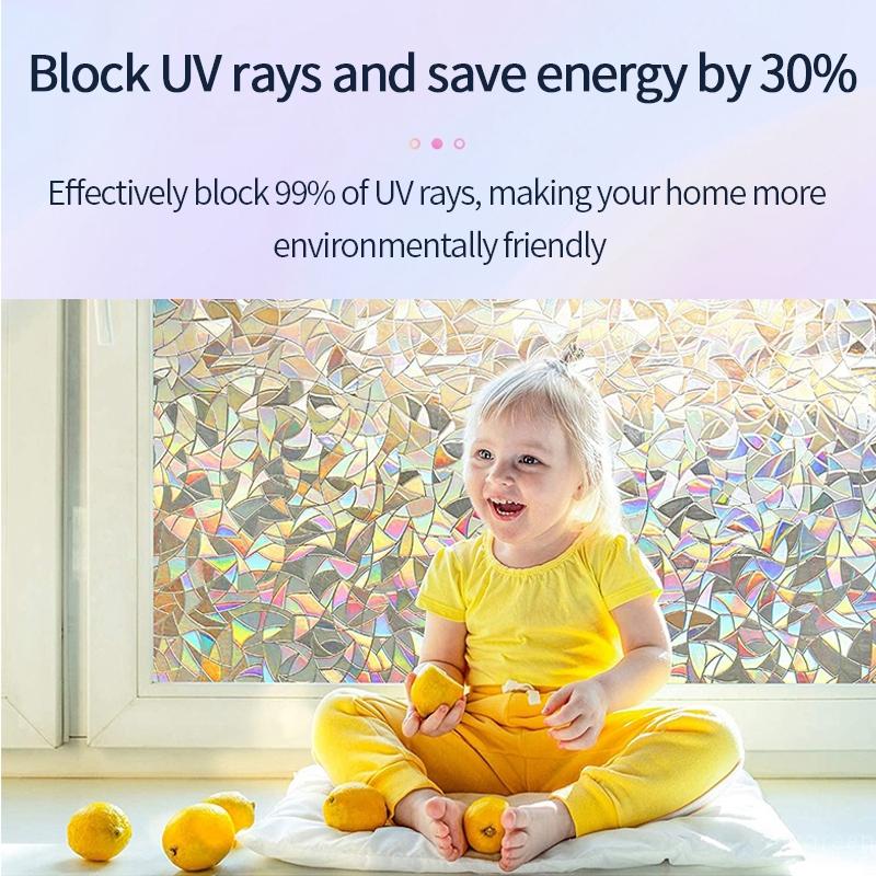 Пленка для защиты окон, радужная статическая пленка для витражей, наклейка на окна для домашнего офиса, неклейкая светоотражающая декоративная пленка