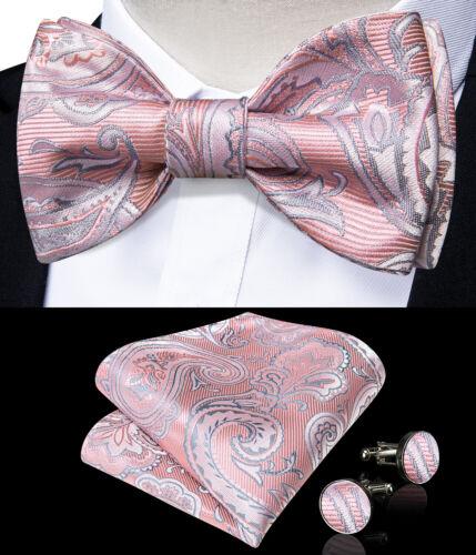 Мужской шелковый галстук-бабочка, синий регулируемый галстук-бабочка, набор запонок с цветочным принтом пейсли