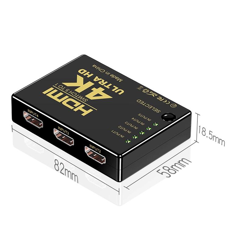 4K HDMI-переключатель 5 в 1 Out HDMI-совместимый адаптер-сплиттер-переключатель HD-MI Селектор Адаптер видеоприставки с ИК-пультом дистанционного управления для ПК HDTV DVD PS4