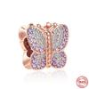 Butterfly Charm Bead Fit Bracelet 925 Sterling Silver DIY Women's Jewelry